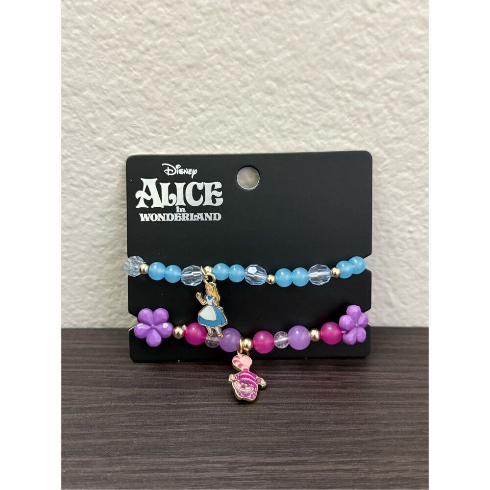 Disney Alice In Wonderland Alice & Cheshire Cat Bead Best Friend Bracelet Set